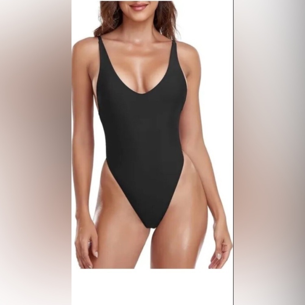 Black Body Suit Relleciga Tank Top Bodysuit with Scoop Back Activewear Size M